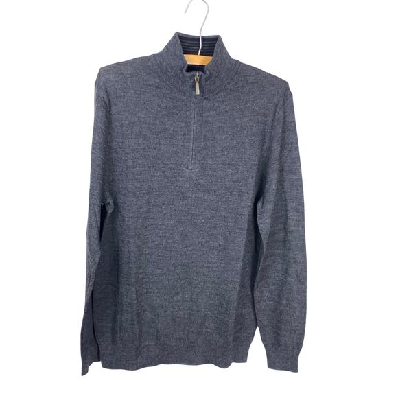 Club Room Charcoal Grey Quarter Zip Merino Wool Blend Sweater Size XXL NWT - Picture 3 of 8